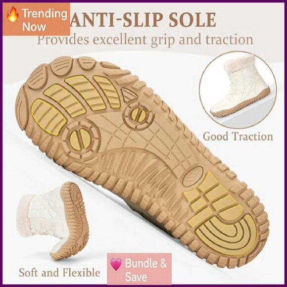 Women's Waterproof Snow Boots Wide Toe Box Zero Drop Minimalist Hiking - Picture 6 of 8